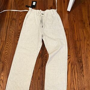 Rag & Bone Cream and Black Striped Skinny Pants